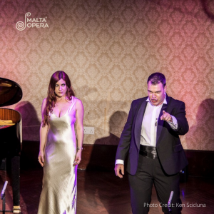  Soprano Nadia Vella and Tenor Cliff Zammit Stevens in a duet during the Malta Opera Gala Concert 